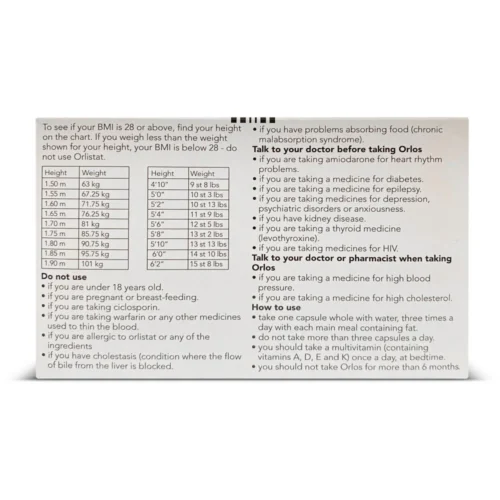Orlos (Orlistat) 60mg Weight Loss Aid - 84 Capsules - Image 2